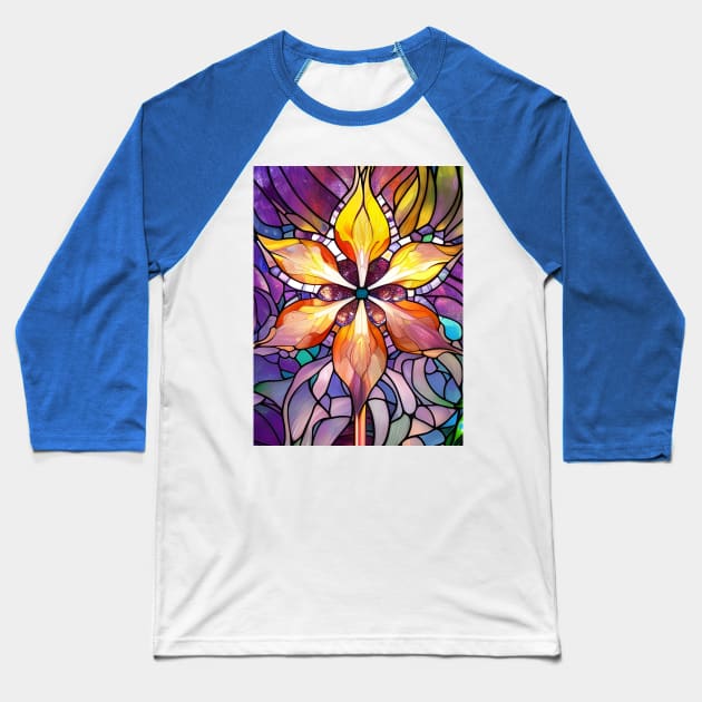 Stained Glass Lily Baseball T-Shirt by Chance Two Designs
